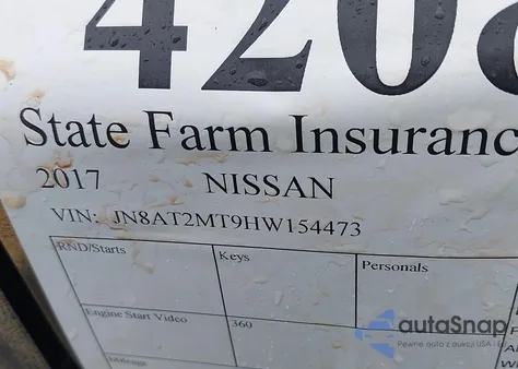 2017 Nissan Rogue Sv из США, поврежденный, VIN JN8AT2MT9HW154473